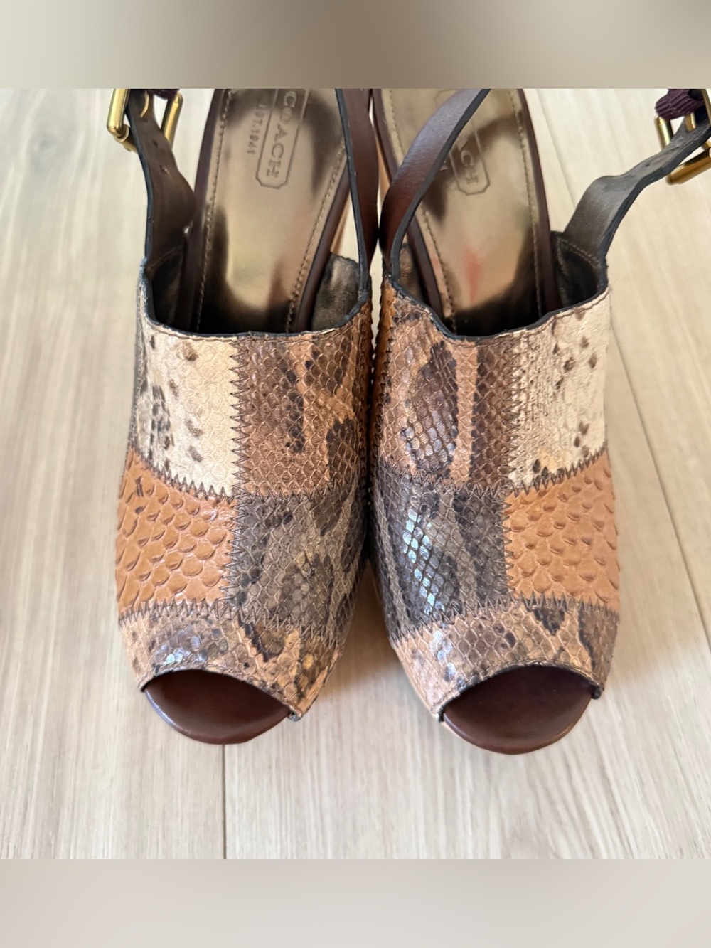 Rare Coach Petrina Patchwork Snakeskin Platform Slingback Heels 8.5B - NWOT - Picture 12 of 12